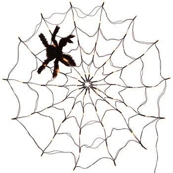 3.2 Ft 70 LED Obrie Halloween pavučina Oka Svetlá S Fury Spider Pre Strany, Balkón, Vnútorné A Vonkajšie Halloween Dekorácie