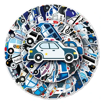 50pcs Cartoon policajné auto Samolepky odtlačkový scrapbooking diy pasters domáce dekorácie telefón, notebook, nepremokavé kreslených 