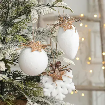 Dia 80 White Vianočné Gule Snowflake kvapka Vody Stromček, Ozdoby, Výzdoba Strom Bell Prívesky Gule Visí Vianočný Darček D8U4