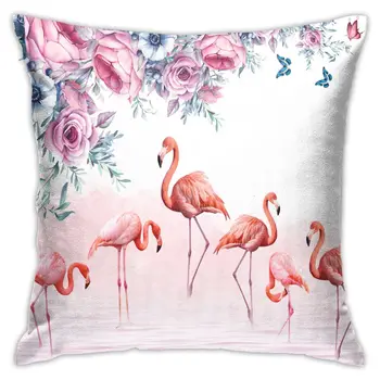 Flamingo Dekoratívny Vankúš Kvetinový Vankúš Pre Auto Gauč Dekor obliečka na Vankúš Domov Vankúše 45 x 45 cm