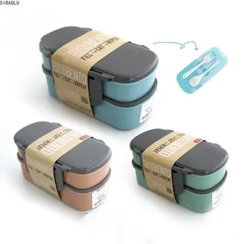 Kreatívne 800ml Dvojvrstvové Mikrovlnná Lunch Box S Zmrazenie Tekutým Ľad Bento Box Potravín Kontajner s Vidlička a Lyžica
