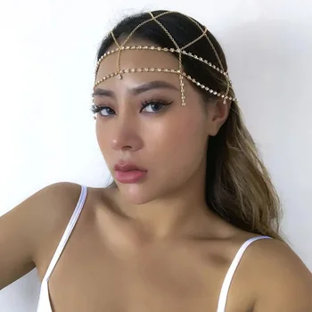Móda Duté Kovové Vlasy Reťazca Headpiece pre Svadobné Ženy Klobúk Tiara Crystal Drahokamu Vlasy Príslušenstvo Vysokej Kvality Šperky