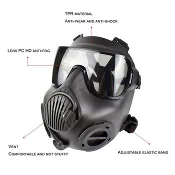 Taktické Maska CS Hra Cosplay S odťahový Ventilátor Filtre Plnú Tvár Taktické Ochranné Masky Pre Airsoft Streľba Poľovníckych na Koni