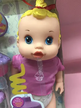 [Zábavné] Simulácia módne 35 cm Môže nasávania vody,Piť,Sfúknuť sviečku,môže Pee bábika model slamy Reborn Bábiky Baby hračky